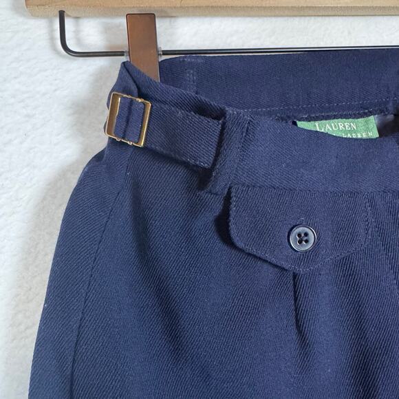 Lauren Ralph Lauren Wool Blend High Rise Dress Pant Corpcore Career Navy 4Petite - Picture 7 of 14